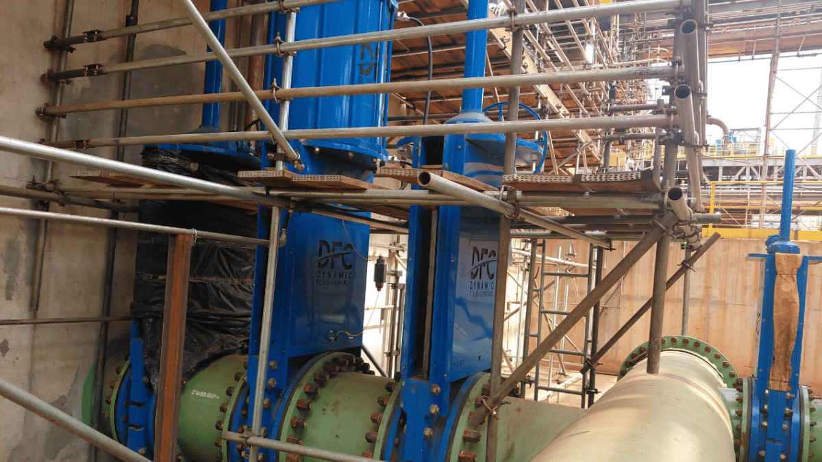 SKG knife gate valve DN150 in mining slurry duty